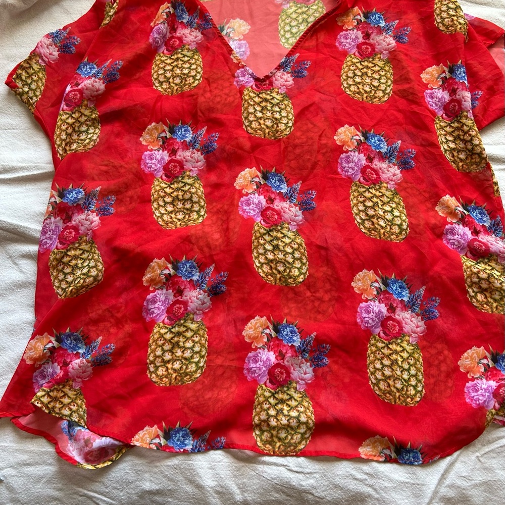 Mumu  Pineapple Print Red Women's Swim Coverup